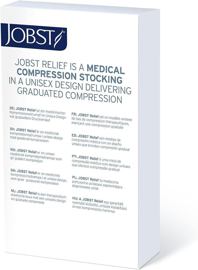 JOBST Relief Knee High Compression Stockings - 20-30 mmHg, Closed Toe, Black | Medium Size