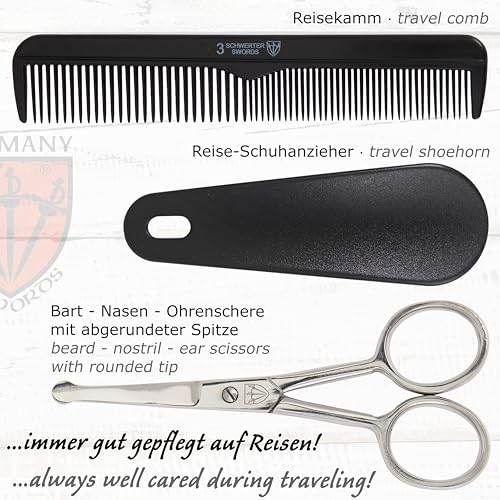 3 Swords Germany - brand quality 10 piece manicure pedicure grooming kit set for professional finger & toe nail care tweezers file clipper fashion leather case in gift box, Made by 3 Swords (01610)