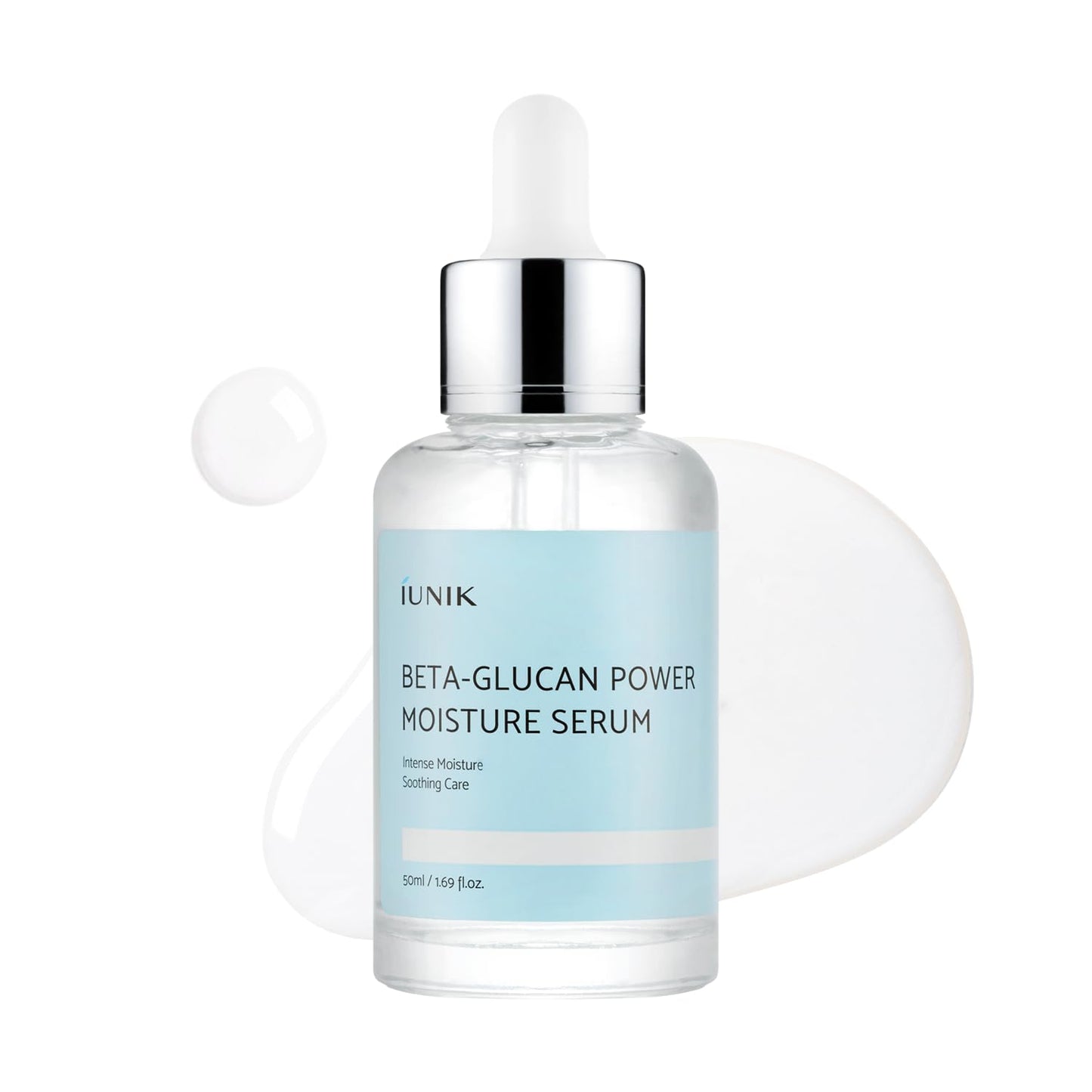 IUNIK Beta-Glucan Power Moisture Serum - Deep Hydration Vegan Serum with 7 Peptides | 50ml for Dry & Sensitive Skin