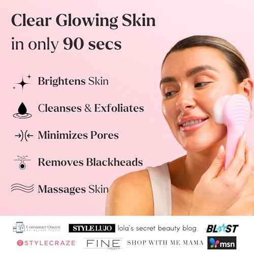 Facial Cleansing Brush - for Deep Cleansing, Gentle Exfoliating and Massaging - Waterproof and Rechargeable Face Cleanser Brush - Silicone Sonic Vibration Face Scrub Brush - Electric Face Washer