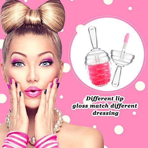 Maitys 18 Pieces Empty Lip Gloss Tubes Honey Pots Shaped Plastic Gloss Container Mini Clear Refillable Lip Balm Bottle Container with 2 Pieces Plastic Funnels for Women DIY Cosmetics, 6 ml