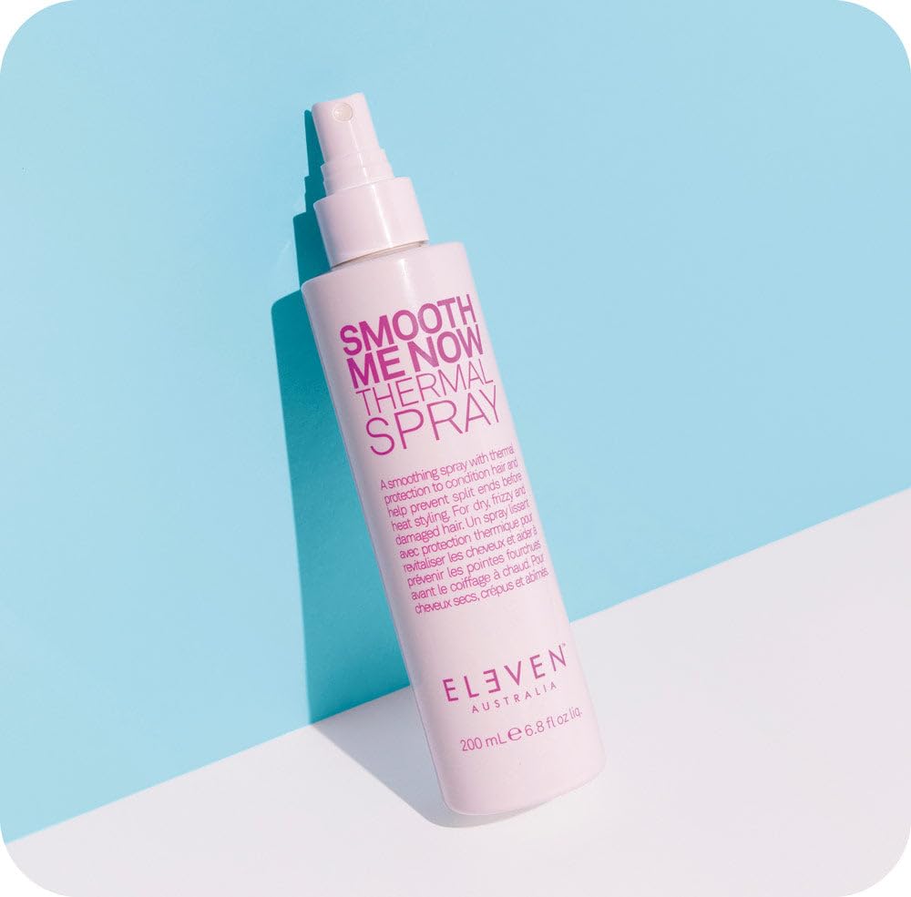 ELEVEN AUSTRALIA Smooth Me Now Thermal Spray for Women & Men - Heat Protectant Spray for Hair, Anti Frizz, Heat Styling Protection for Dry Damaged Hair, Sleek Results, Lightweight Formula - 6.8 fl oz