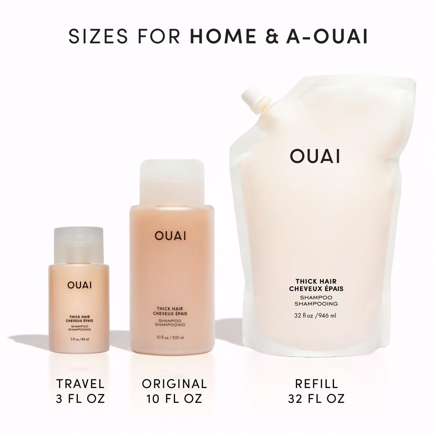 OUAI Thick Hair Shampoo - Hydrating Shea Butter Shampoo for Full, Frizzy Hair - Deeply Moisturizing, Detangling, Split Ends - Marshmallow Root, Avocado Oil & Keratin - Sulfate Free 10 Oz
