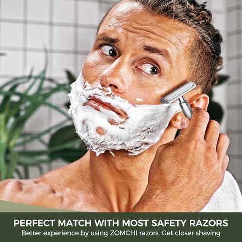 Zomchi Double Edge Razor Blades, 60 Counts Safety Razor Blades for Shaving, Platinum Stainless Steel Shaving Blades for Men and Women, Fits All Standard Double Edge Razors