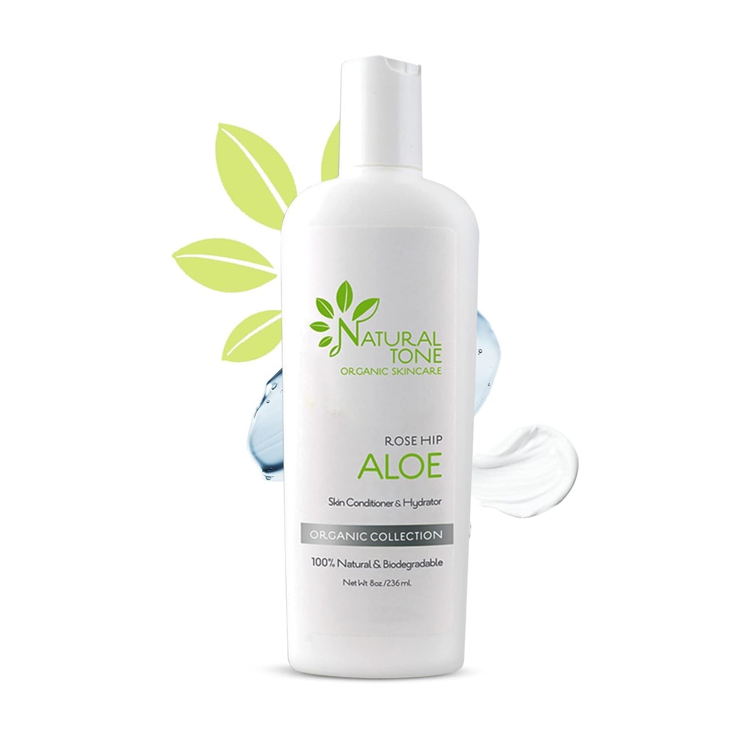 Natural Tone Organic Skincare Rosehip Aloe Lotion, Everyday Skin Conditioner and Hydrator Lotion 8oz