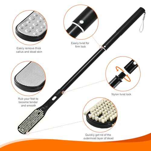 Toe Gap Cleaning Brush, 18.82"-25.98" Telescopic Toe Cleaning Brush Long Handle, Toe Scrubber for Deep Cleaning and Exfoliating for Women and Men, Elderly