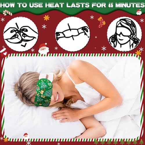 Bonuci 30 Pcs Christmas Steam Eye Masks Bulk for Dry Eyes Disposable Heating Eye Mask for Spa Sleep Warm Compress Stress Dark Circle Relief Puffiness and Relaxation Gifts Christmas Stocking Stuffer