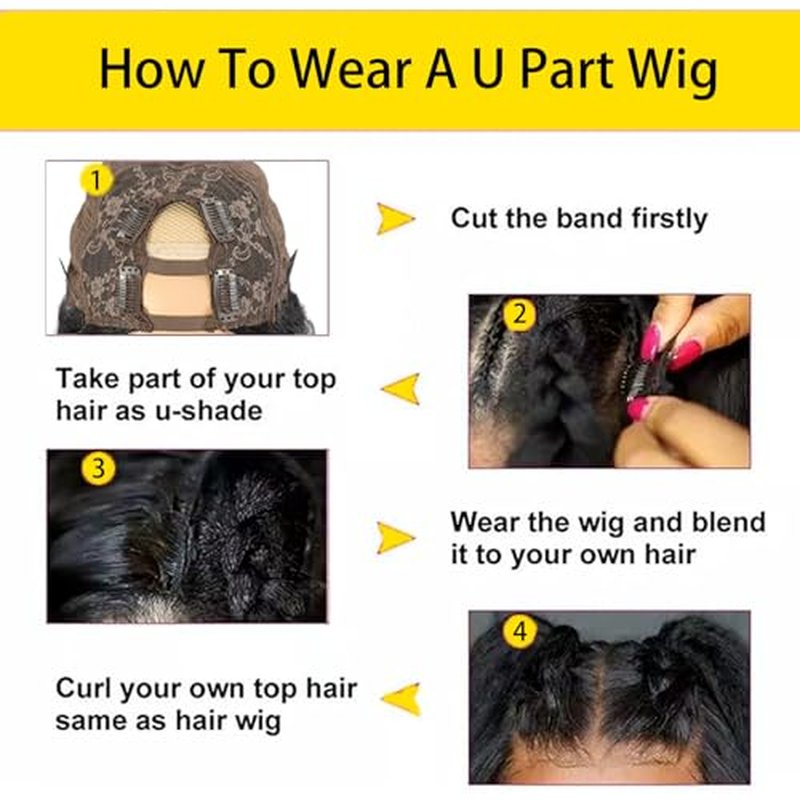 U Part Human Hair Wig Body Wave 18 Inch Brazilian Virgin Hair Glueless Wigs 100% Real Human Hair 180% density U Part Wig for Black Women U Part Wig Human Hair Upart Half Wig Natural Black Color
