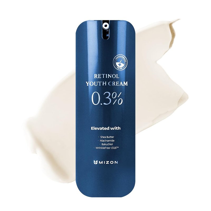 MIZON Retinol Youth 0.3% Retinol Cream with Shea Butter, Peptides, Niacinamide, Bakuchiol Korean Skincare for Fine Line Care (0.92 oz)