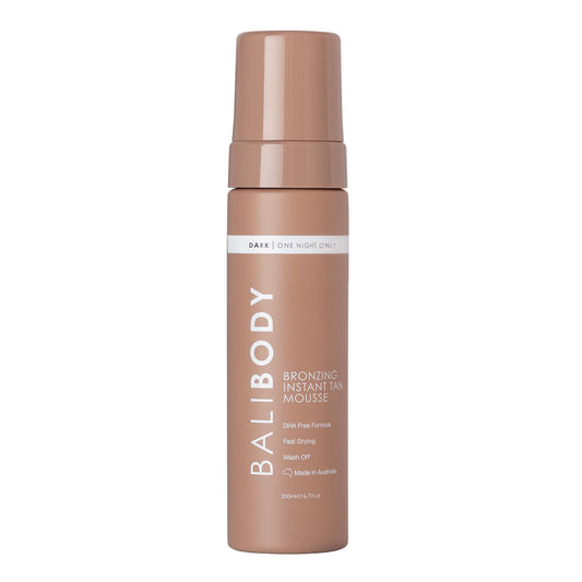 Bali Body Instant Tan Mousse | Wash-off instant bronzing mousse, streak-free with quick-dry finish | Chocolate-tinted body makeup for a natural glow | 200ml/6.7oz