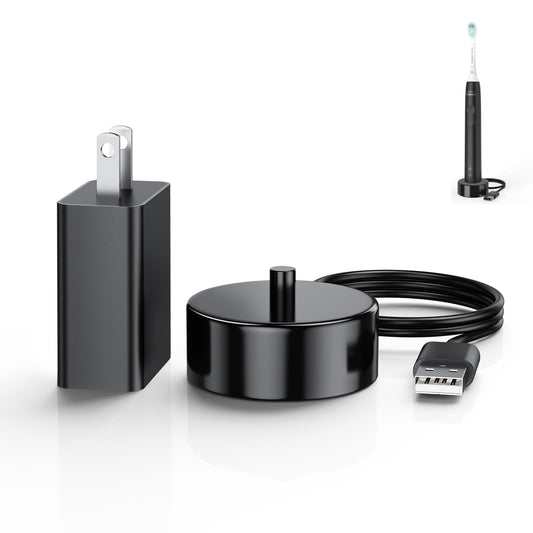 Replacement Charger Base Compatible with Philips Sonicare 5900 5500 5300 4100 3100 2100 1100 Series Rechargeable Electric Toothbrush HX3681 Power Brush USB Waterproof Charging Base Power Cord - Black