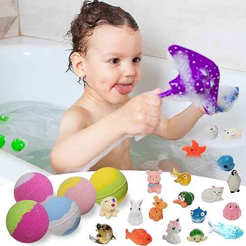 Bath Bombs for Kids with Toys Inside for Girls Boys - 30 Pack Bath Bombs Gift Set with Surprise, Kids Safe Bubble Bath Fizzy Balls Halloween Christmas Birthday Gift Kit