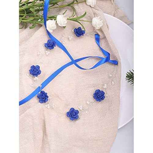 Missgrace Bridal Crystal Navy Blue Headband Wedding and Bride Hairpiece for Evening Party Navy Blue Flower Women Vintgae Hair Vine Bridal Hair Accessories