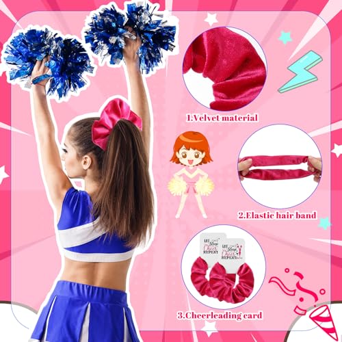 24 Sets Cheerleader Gifts Bulk Velvet Scrunchies Cheer Elastic Hair Scrunchy Cheer Stuff Cheerleader Gifts for Cheerleading Teams Birthday Party (Hot Pink, Black)