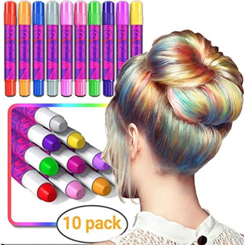 Desire Deluxe - Girls Gifts Hair Chalk 10 Temporary Non-Toxic Easy Washable Hair Dye Colourful Pens