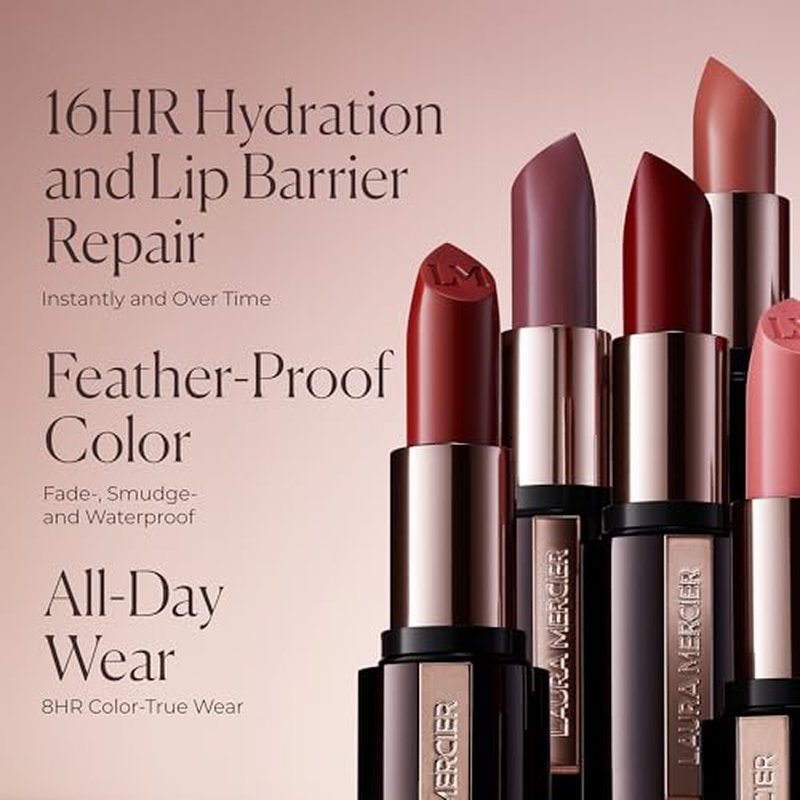Laura Mercier Caviar Hydra Cr?me Lipstick, 16HR Hydration and Lip Barrier Repair, All Day Wear, Plumping, Smudge- & Fade-proof, Creamy Satin Finish, Infused with Hyaluronic Acid