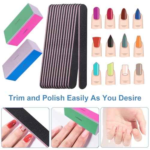 Nail File and Buffer Set, 4 Way Nail Buffers Shine Kit Professional Nail Files for Natural Nails Manicure Filer Filing Polishing Buff Nail Care Smoother Buffing Fingernail 100/120/240/600/3000 Grit