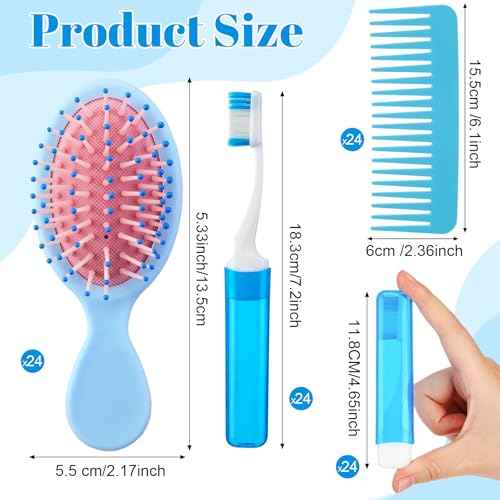 72 Pcs Operation Christmas Items Mini Hair Brush Wide Tooth Combs Travel Toothbrush Bulk for Women and Men Small Soft Foldable Tooth Brushes with Case for Hotel, Shelter, Homeless, Charity