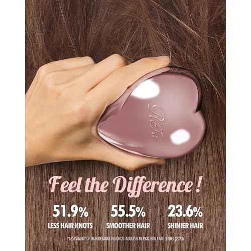 ReFa HEART BRUSH ROSE GOLD | Heart Shaped Detangling Brush for Women | Small Hair Brush for Thick Hair | Hair Detangler Brush Travel