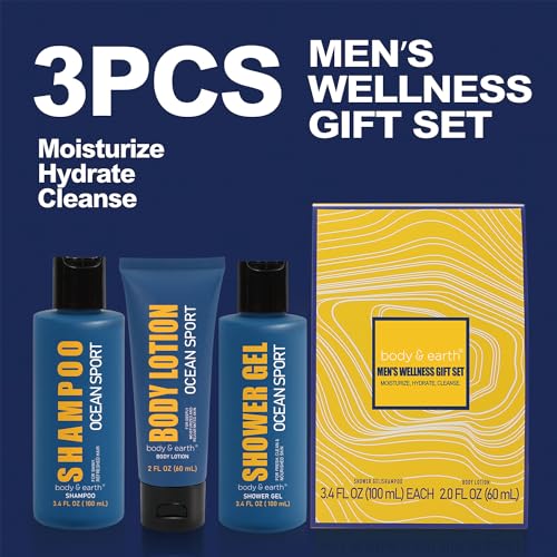 Body & Earth Mens Gift Sets 3pcs Mens Body Wash With Fresh Ocean Scent Travel Size Toiletries For Birthday Gifts For Men Christmas Gifts