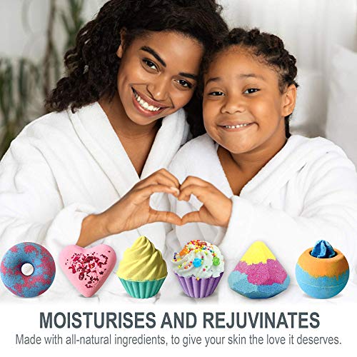 Bath Bombs Gift Set for Christmas - Bath Bombs for Girls, 6 Aromatherapy Natural BathBombs w/Organic Ingredients Skin Moisturizing Bubble BathBombs for Women Relaxing, Kids Stocking Stuffers