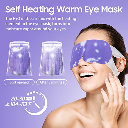 30Packs Steam Eye Mask, Heated Eye Mask Warm Compress for Eyes, Self Heating Warm Eye Masks Disposable Steam Mask for Home Sleep, Spa, Travel Essentials & Relaxation Gifts (Lavender)