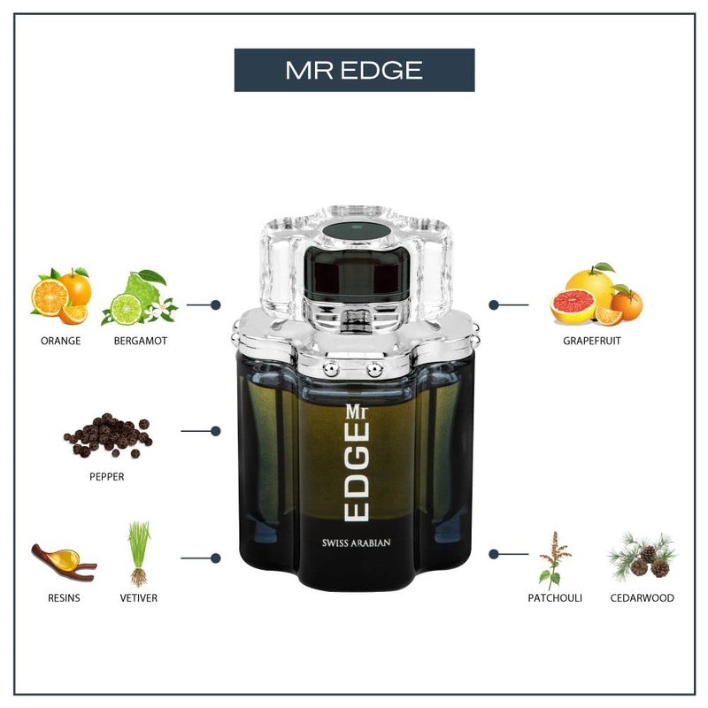 Swiss Arabian Mr EDGE - Long-Lasting EDP Spray Fragrance | Seductive Aroma - 3.4 Oz