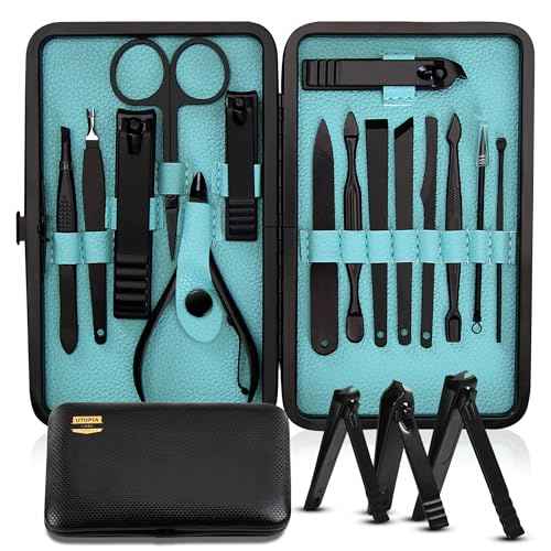 Utopia Care Nail Clippers Professional Nail Kit or Manicure Kit for Women and Men, Stocking Stuffers or Groomsmen Gifts 16Pcs Pedicure Set for Fingernail, Toenail Clippers with Travel Case