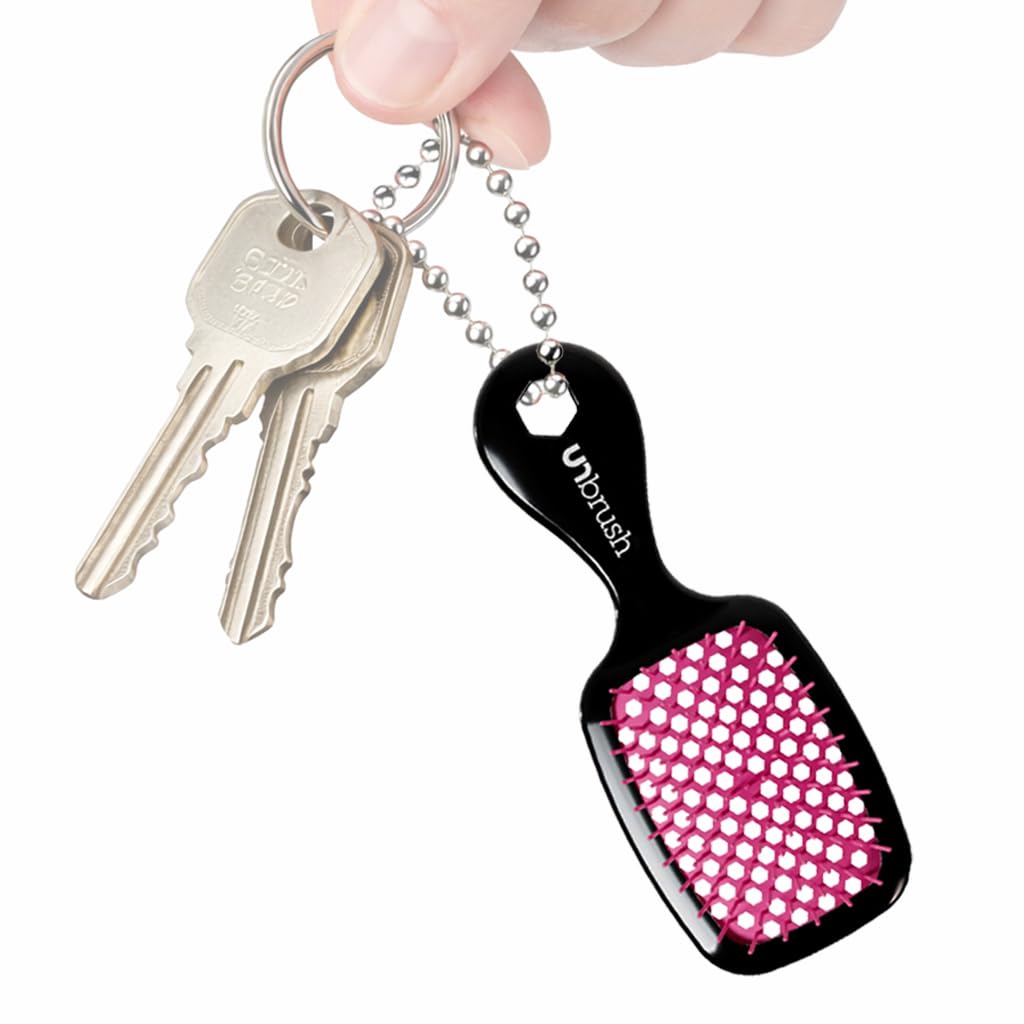 FHI Heat UNbrush Keychain Super Mini Hair Brush — Collectible Miniature Charm for Bags and Keys — Accessory for Beauty Lovers - (Cherry Blossom)