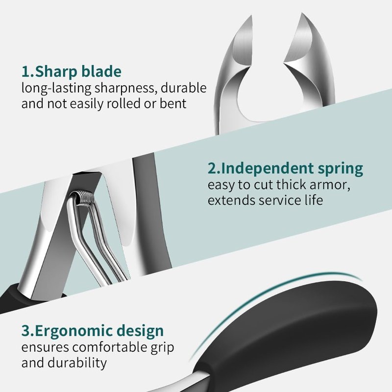 Heavy Duty Toenail Clippers - Large Opening for Embedded Growth & Rough Nails | Stainless Steel Home Pedicure Tool for Men & Women