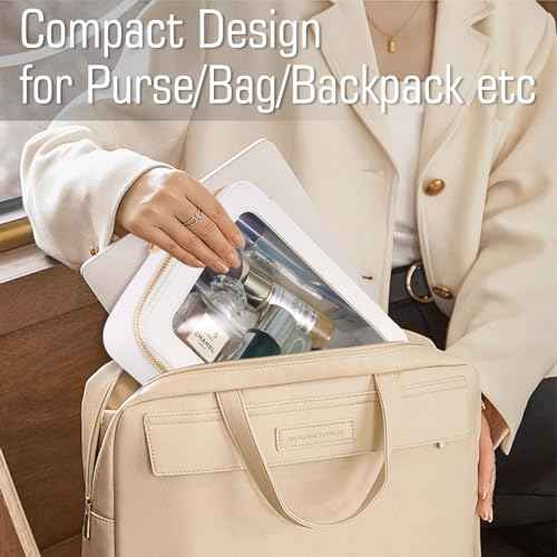 Small Clear Makeup Bag Toiletry Bag Cosmetic Bag and Makeup Brush Holder,Waterproof Makeup Pouch Travel Bag Organizer Case with Zipper for Women Toiletries and Car Organizer