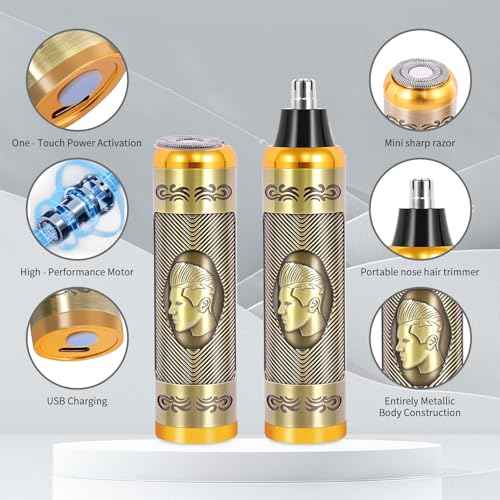 Professional Hair Clipper Set Men's Cordless Hair Clipper T-Shaped Blade Beard Trimmer Nose Hair Trimmer Electric Shaver Rechargeable Professional Hair Trimmer Set (Bronze)