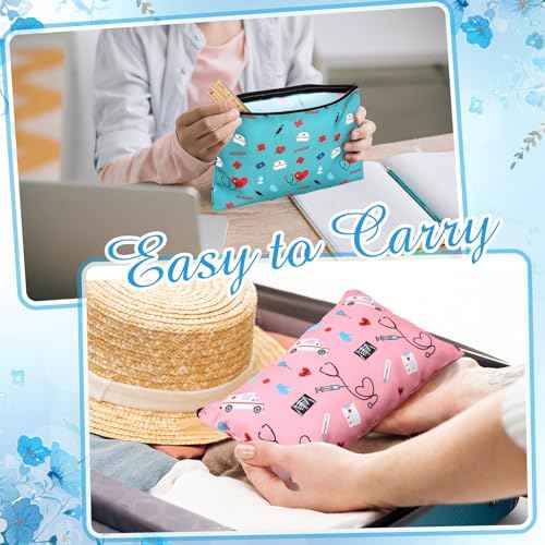 Hillban 36 Pcs Nurse Gifts for Women Makeup Bags Survival Kit Cosmetic Bags Birthday Christmas Gifts for Nurse Practitioner Nursing Zipper Pouch Supplies, 12 Styles