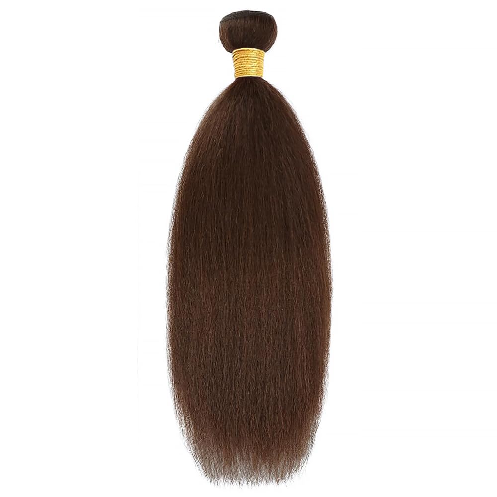 Yaki Straight Human Hair Bundles 26 Inch Kinky Straight Single Bundle #4 Chocolate Brown Human Hair Unprocessed Native Virgin Hair 100g Total 1 Extension Wet and Wavy Human Hair Extensions for Women