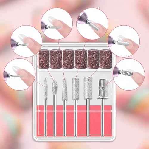 6 Pcs Nail Drill Bits Set,3/32'' Professional Nail Bits for Manicure Pedicure