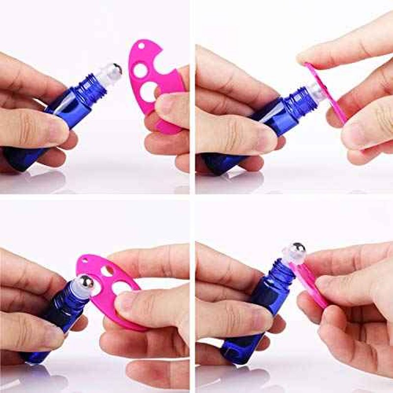 inice 4 Pack Essential Oil Roller Bottles 10ml Cobalt Blue Glass Bottles Stainless Steel Roll On Ball Applicator for Daily Care
