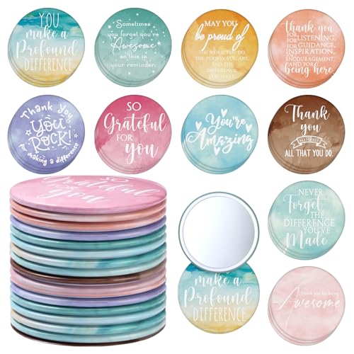 Kigley 50 Pcs Inspirational Compact Mirrors for Women Bulk Medical Assistant Gifts Watercolor Motivational Mirror Quinceanera Boss Day Vet Tech Rad Tech Coworker Pharmacy Respiratory Care Christmas