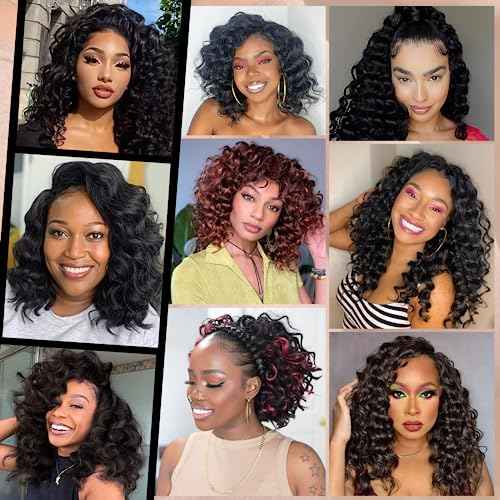 ToyoTress Ocean Wave Crochet Hair - 9 Inch 8 Packs Black Mix Brown Highlight Short Curly Hair Ocean Wave Braiding Hair, Synthetic Hair Extensions (9 Inch, P1B/30-8P)
