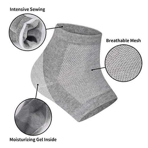 tifanso 3 Pairs Moisturizing Heel Socks for Dry Cracked Feet, Gel Repair Moisture Spa Socks for Women Dry Cracked Heels Overnight (Regular)