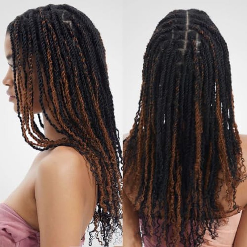 QVR Afro Kinkys Bulk Human Hair for Dreadlock Extensions Repair Locs, Hilight Color 16inch 50 Gram One Pack Mini Spring Twist Afro Kinky Human Hair for LocKs