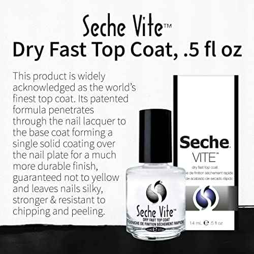 Seche Vite Dry Fast Top Coat Nail Polish - Quick Dry, Long Lasting, Clear Nail Polish, Made in the USA, 0.5 fl oz