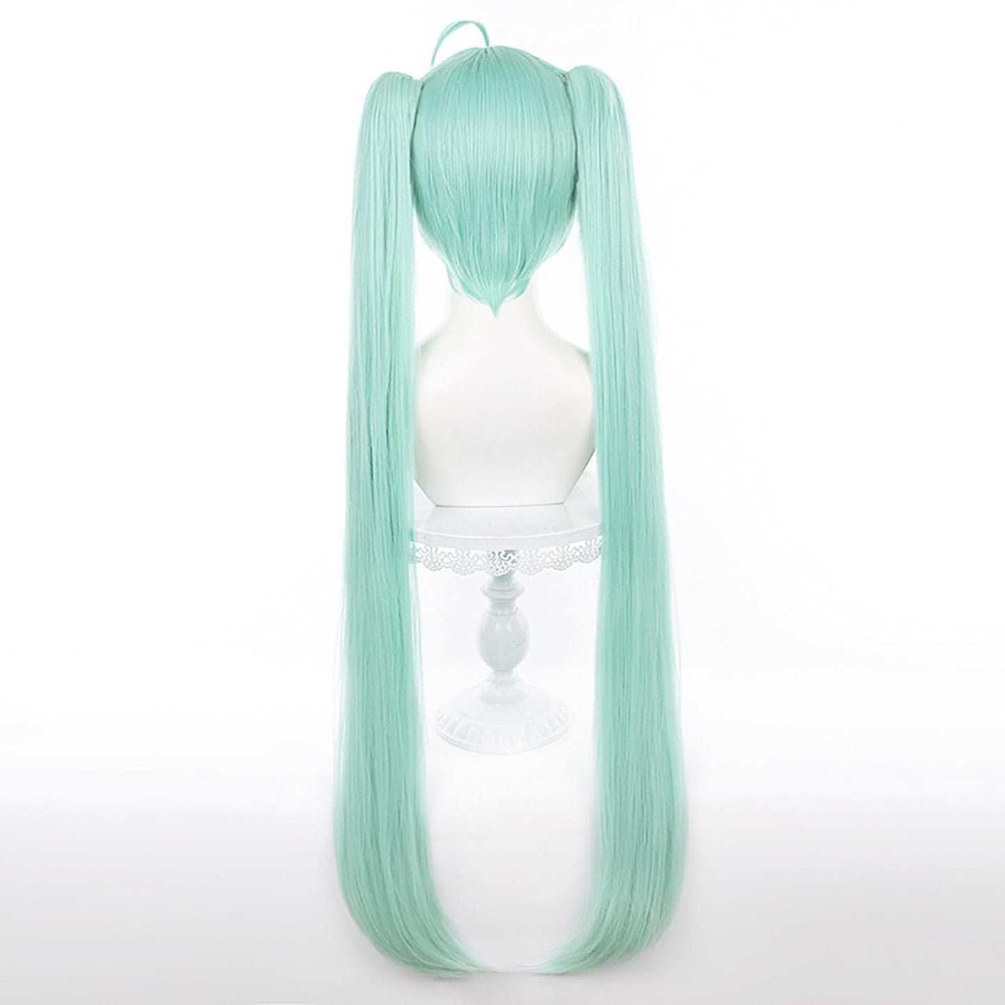 Cosplay Halloween Wig - Cute Bunnies Double Ponytail 90cm Long Green Gradient Curly Synthetic Hair for Women