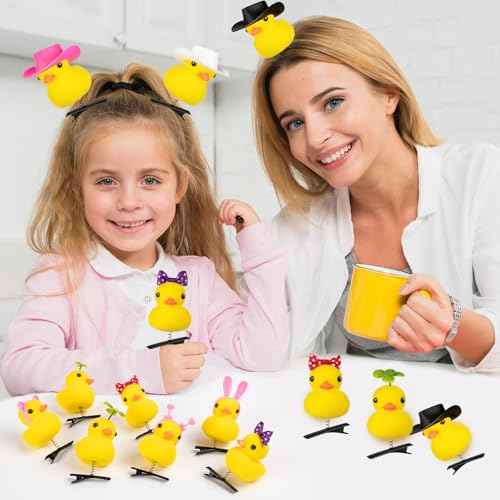 24 Pcs Duck Clips for Hair, Cute Festival Rave Sprouts, Yellow Hair Accessorie for School Home Party Props