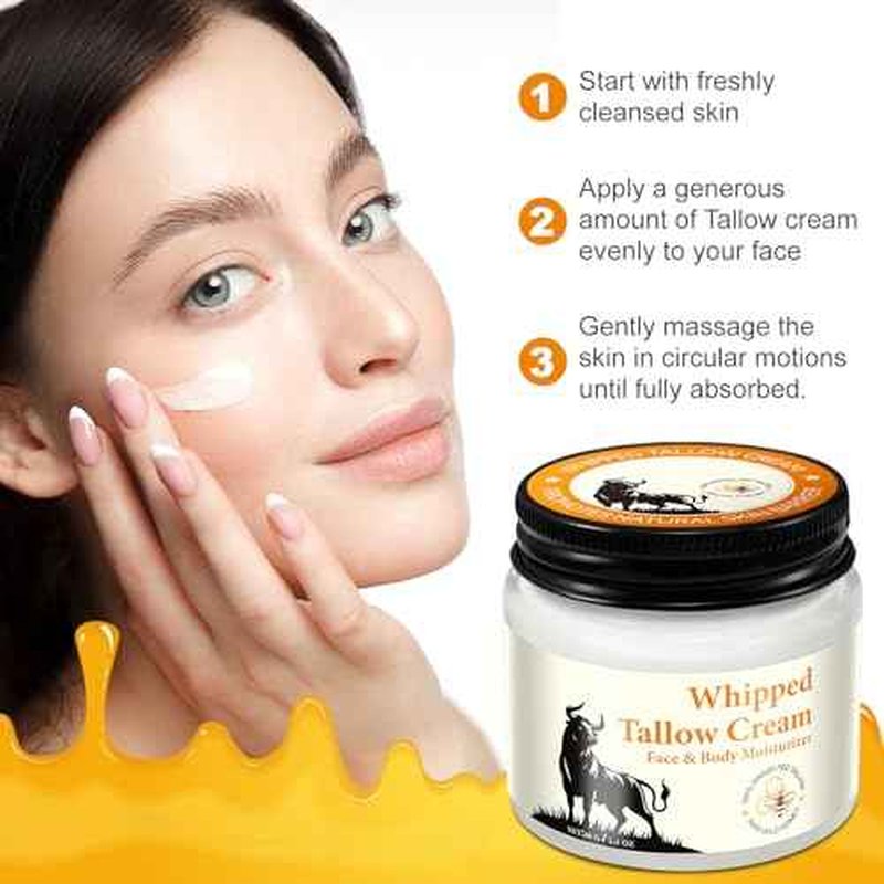 Beef Tallow Balm for Skin,Beef Tallow Balm for Sensitive Skin, Tallow Face Moisturizer with Grass-Fed Pure Beef Tallow & Honey & Beeswax for Dry Skin - 2.1 OZ