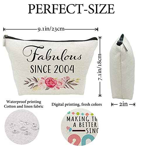 21st Birthday Gifts for Girls, Sweet 21 Year Old Gift Makeup Bag, 21 Birthday Gift Makeup Bags for Her, Sister, Friend, Daughter, Teen Girl Gifts Makeup travel Bag, Cosmetic Bag, Fabulous Since 2004