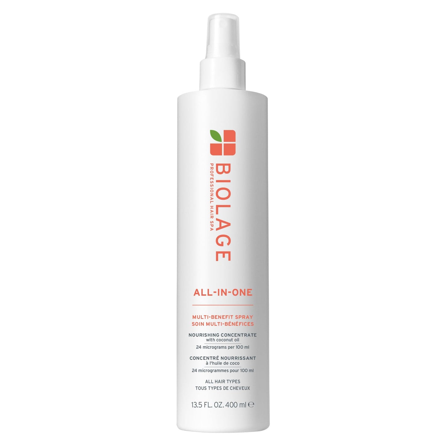 Biolage All-In-One Multi-Benefit Spray - Leave-In Treatment For Fine to Thick Hair, Prevents Breakage, Heat Protectant, Shine, Anti-Frizz, For All Hair Types, Coconut Oil, Vegan & Paraben-Free