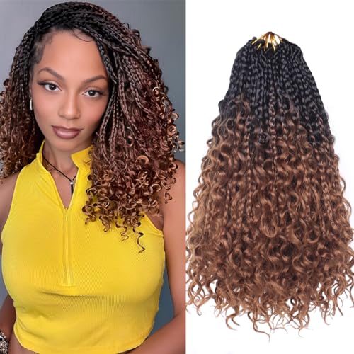Beverlee Boho 8 Pack Goddess Box Braids 14 Inch Bohemian Crochet Hair with Curly Ends Pre-looped Synthetic for Black Women