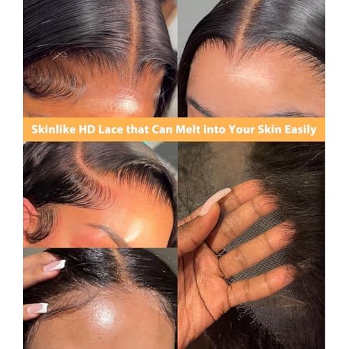 Mlip 2x6 HD Lace Closure Body Wave, 0.10mm Ultra Thin Invisible Swiss Lace, Skinlike Real HD Lace Melt into Skin Perfectly, Pre-plucked Natural Hairline, Raw Indian Human Hair 12 Inches