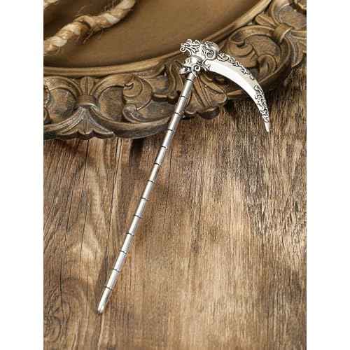 HAQUIL Reaper Scythe Hair Sticks for Bun Hair Long Hair Classic Vintage Flower Hair Sticks Women Gifts