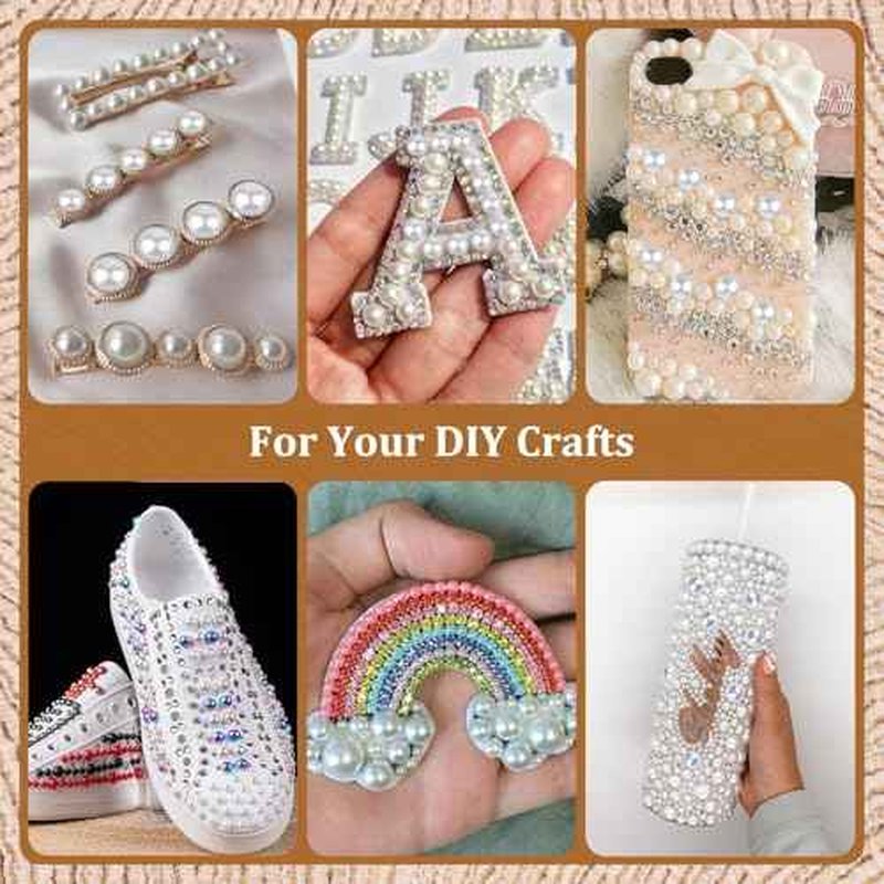 4 Boxes Flatback Pearls for Crafting, Flatback White Half Round Pearls 3-10mm with Pickup Pencil and Tweezer for Home DIY and Professional Nail Art, Face Makeup and Craft